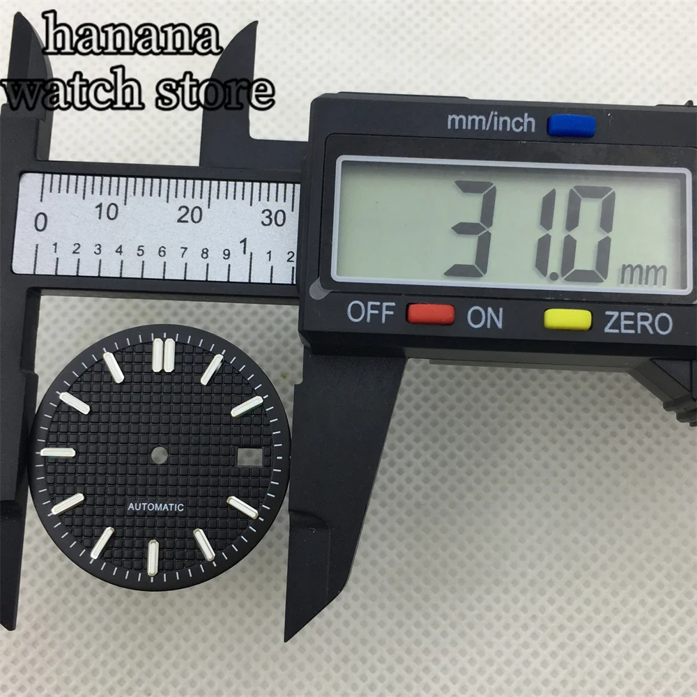 قرص أسود وأبيض مقاس 31 ملم لتناسب NH35 NH36 ETA 28362824   ميوتا 8205/8215/821A لؤلؤة 2813/3804 نافذة تاريخ الحركة علامة مؤشر فضية