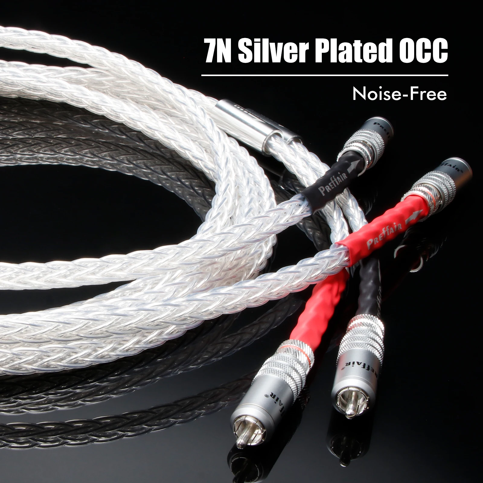 Pair RCA Cable 7N OCC Silver Plated g Audiophile RCA Signal Cable PTFE Shield for Amplifier DAC TV Car
