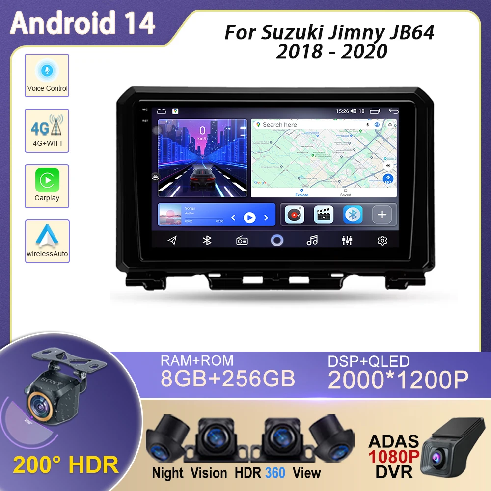 

Android 14 Car Radio Stereo For Suzuki Jimny JB64 2018 - 2020 Multimedia Navigation GPS Video Player DSP Wireless Carplay 4G