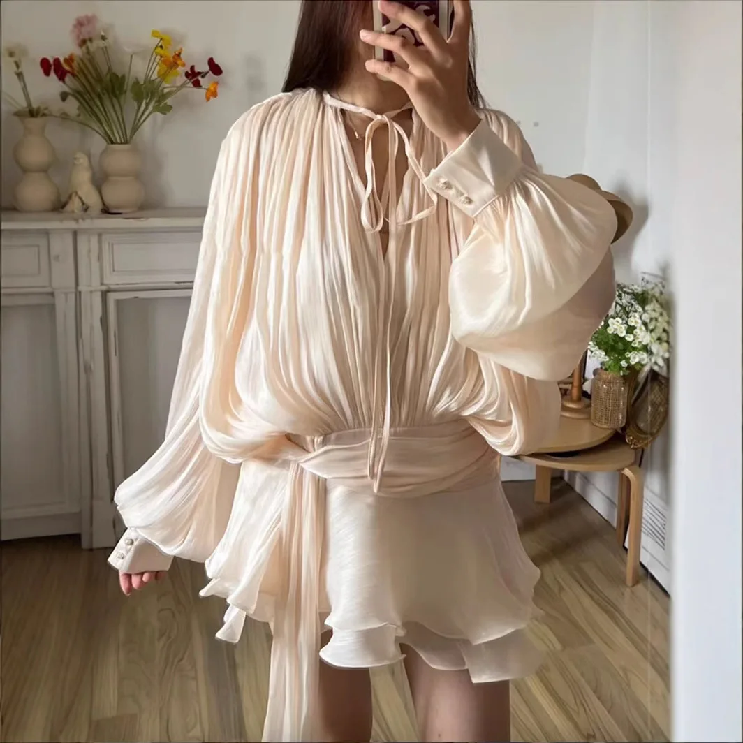 

Ele Pure Desire Sle Women's Dr Spring New Arrival Waist-Cinching Hemline Faionable Set Long Sve Student School ...