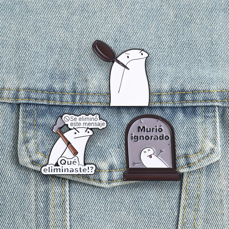 Pins de esmalte con meme de Angry Flork, broches de dibujos animados de humor español, insignias de solapa divertidas estilo punk con diseño de lápida, regalo de joyería viral de Internet