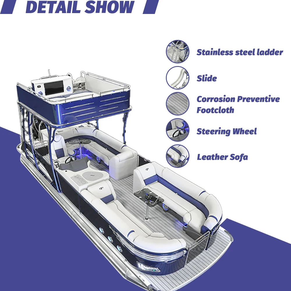 FL Customized Wholesale Best Luxury Electric Motor  Catamaran Pontoon Boat Aluminium 19ft for Sale