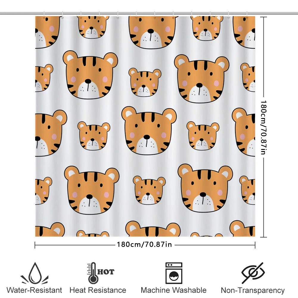Cute Cartoon Tiger Pattern Shower Curtain for Bathroom Decoration Home Textiles on.com