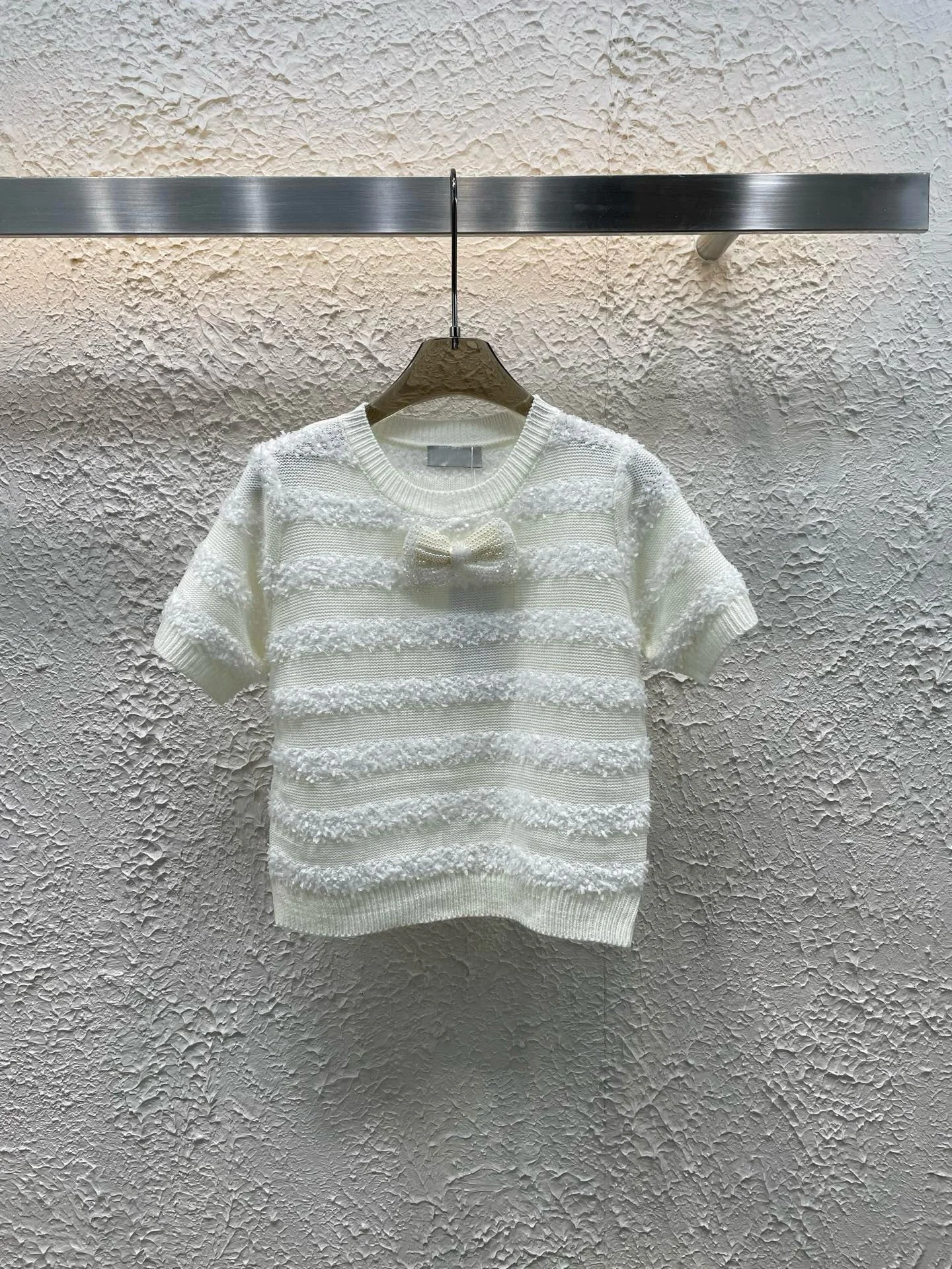 

Korean Simple Loose Round Pullover Short Sleeve Sweet T-shirt Women Summer Thin Contrast Button Knitted Sweater Tops C291