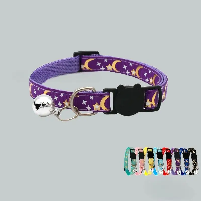 Pet Heat Pump Moon Star Cat Dog Cat Collar Removable Gold Reflective Light Safety Belt Pet Cat Collar