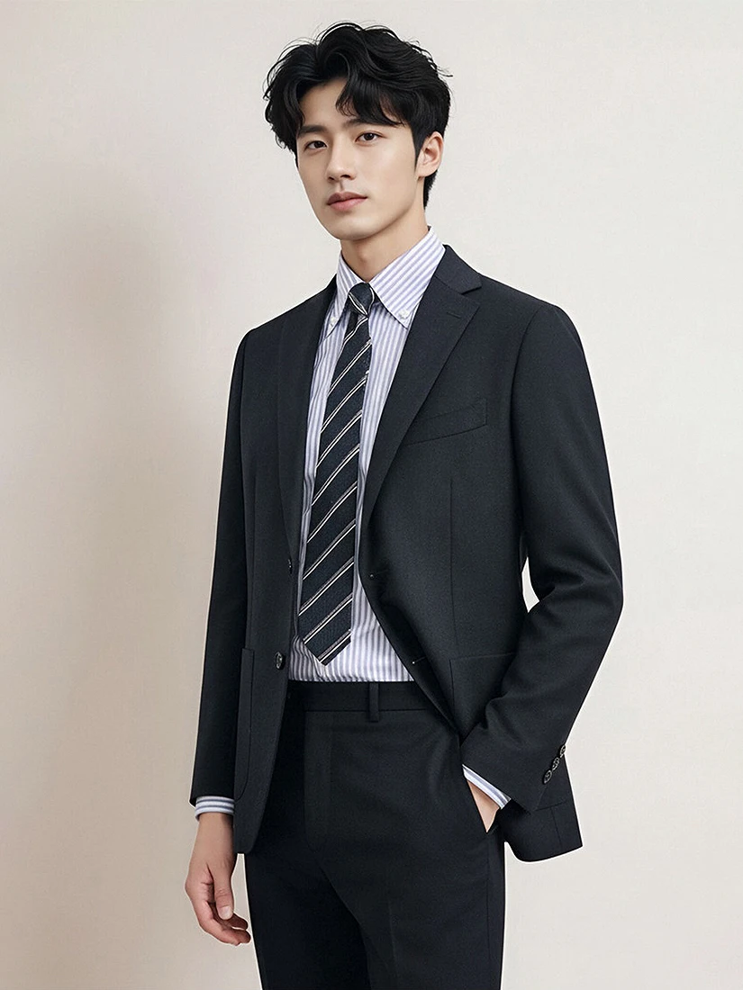 

Мужской костюм для свадьбы — смокинг из мягкой шерсти (50% шерсть), приталенный черный костюм (пиджак и брюки) для жениха, офиса и торжественных мероприятий