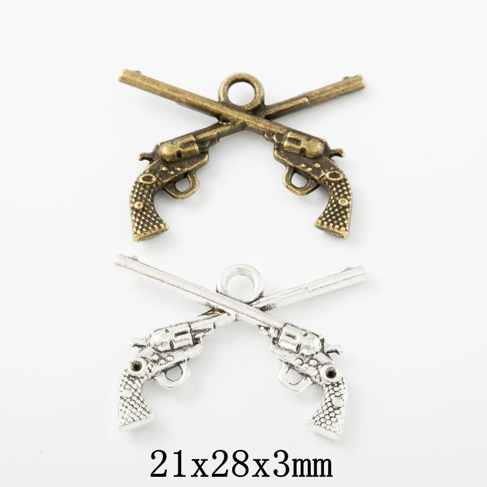 22pieces（Pistol  weapon）vintage zinc alloy charm metal pendant DIY jewelry discovery making accessories 1695