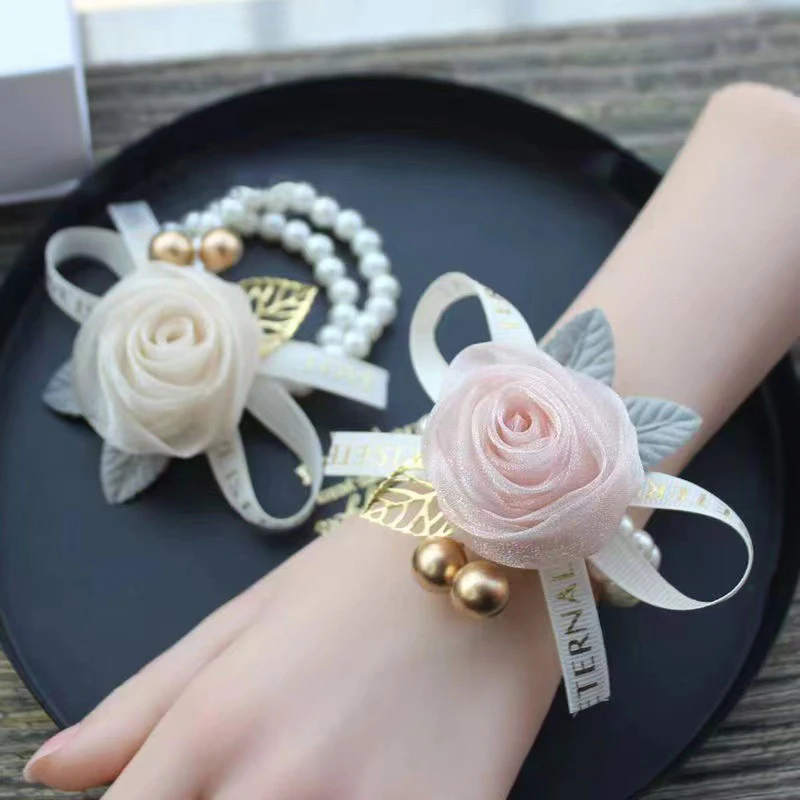 Wedding Memories for Guests Bridesmaid Wrist Flower Pearl Bracelet Birthday Party Accessories Gift Festival Bridesmaids Gifts