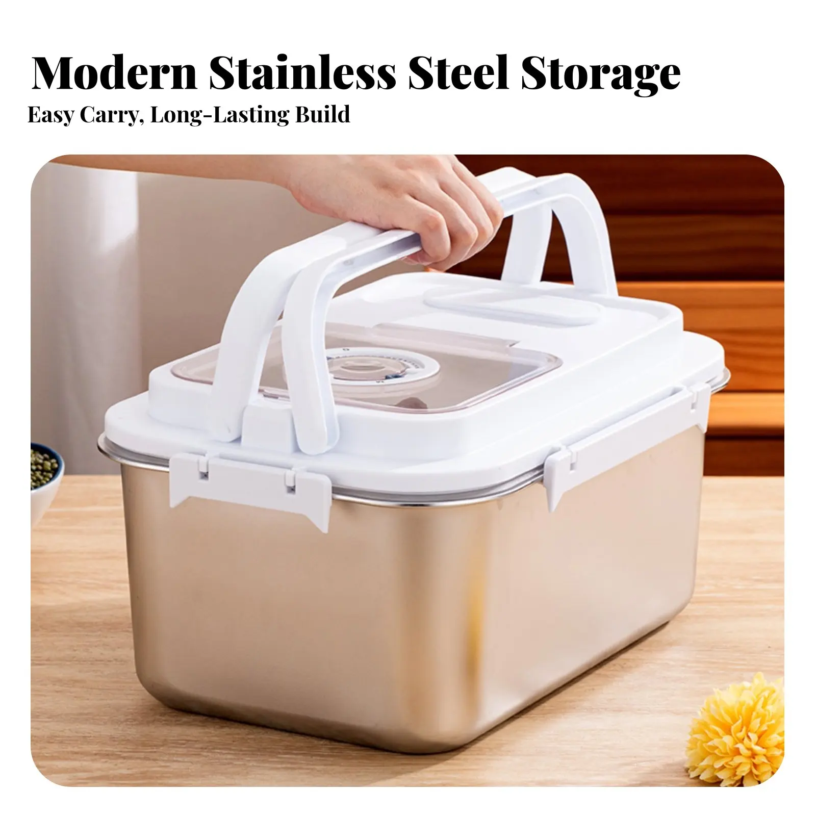 Stainless Steel Rice Bin Moisture-Resistant Pet Food Storage Box Airtight Grain Container Versatile Metal Grain Storage Box view 2