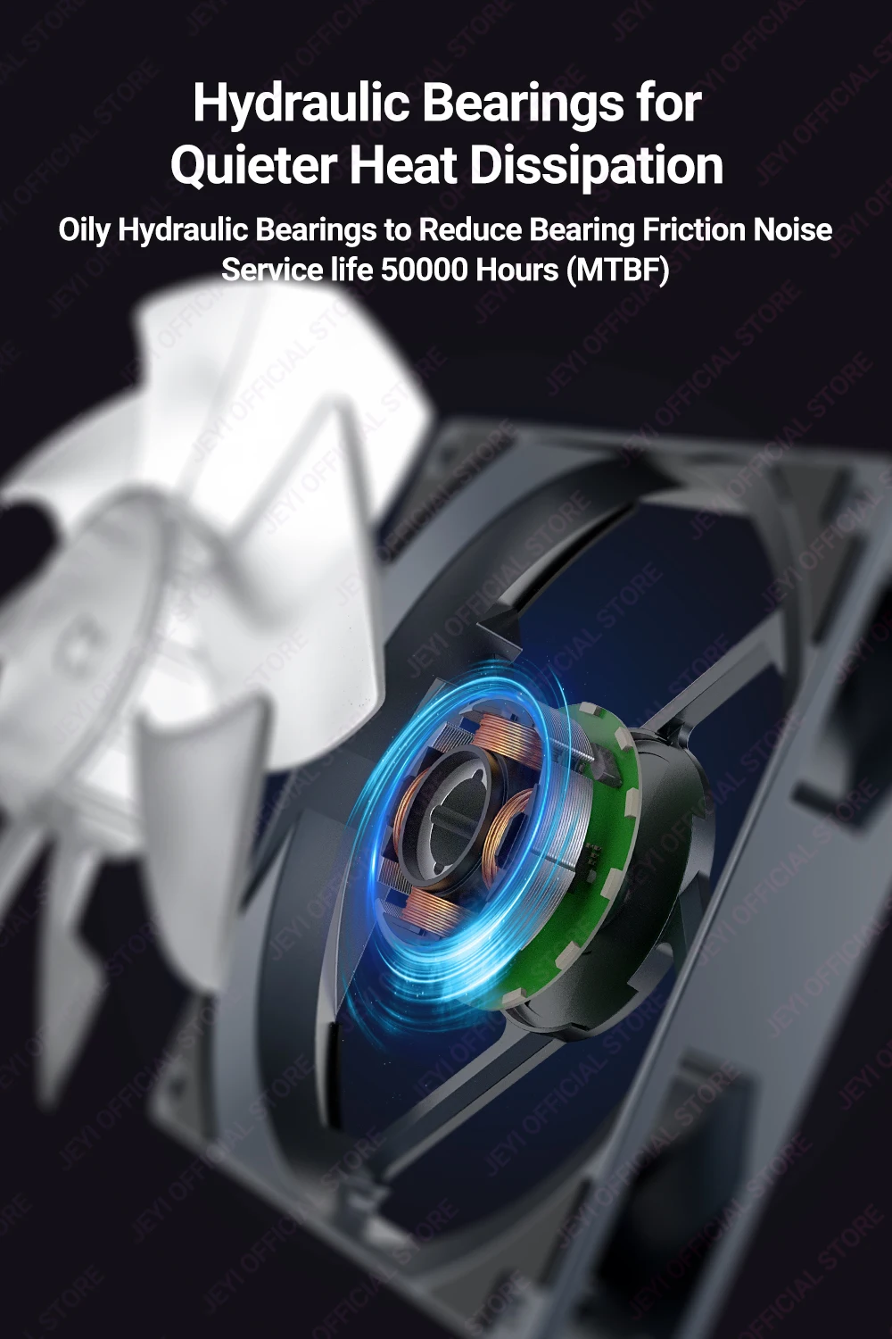 JEYI 120 mm PC-ARGB-Lüfter AURA SYNC RGB-Computerlüfter Ultra Silent Heatsink Ventilador mit 4PIN PWM und 5V 3PIN ARGB-Anschluss – Detail 6