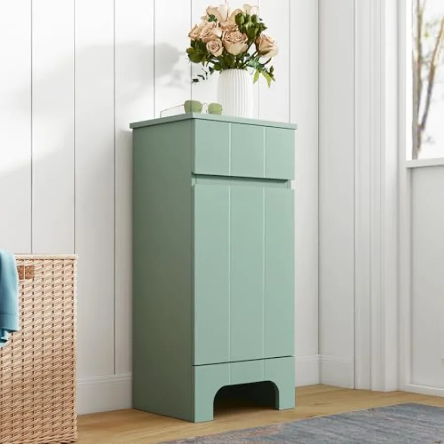 

Small Bathroom Cabinet with Adjustable Shelves, Drawer, Anti-Tip Design, 14.96" L x 11.81" W x 32.09" H, Durable MDF for Bathro