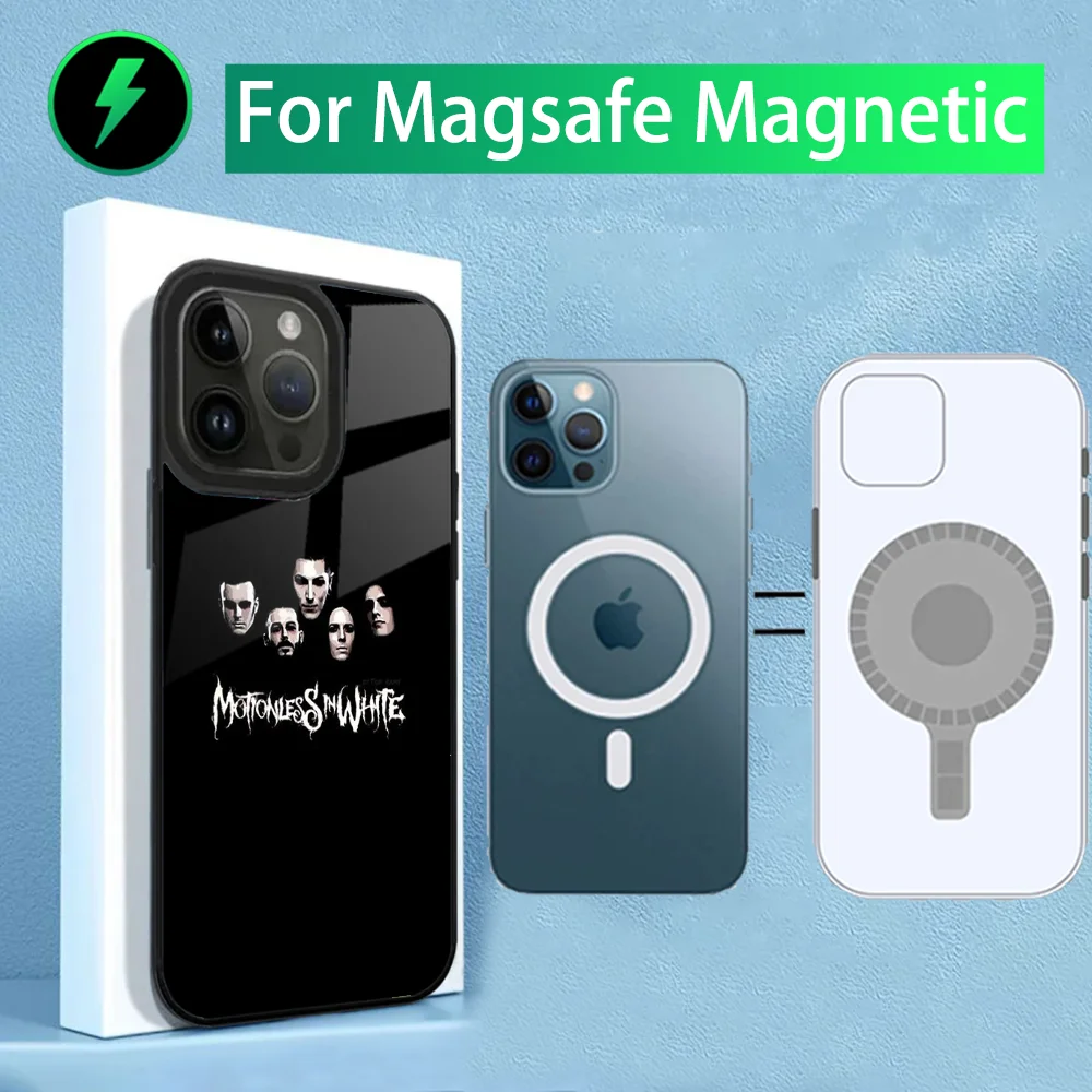 M-Motionless In White Phone Case For iPhone 16,15,14,13,12,11,Plus,Pro,Max Mini Magsafe Magnetic Wireless Charging