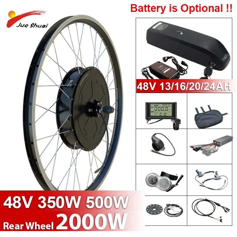 

Ebike Conversion Kit with Battery Gearless 2000W 26" 700C 500W Rear Wheel Brushless Electric Hub Motor for Bicycle Adult Ebikes