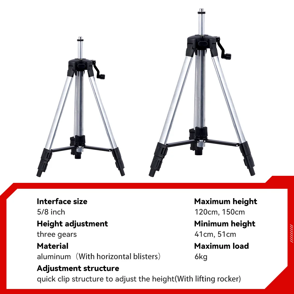 ONEVAN 1.2M/1.5M treppiede di livello Laser staffa regolabile in altezza addensare barra di estensione in alluminio strumento per treppiede per