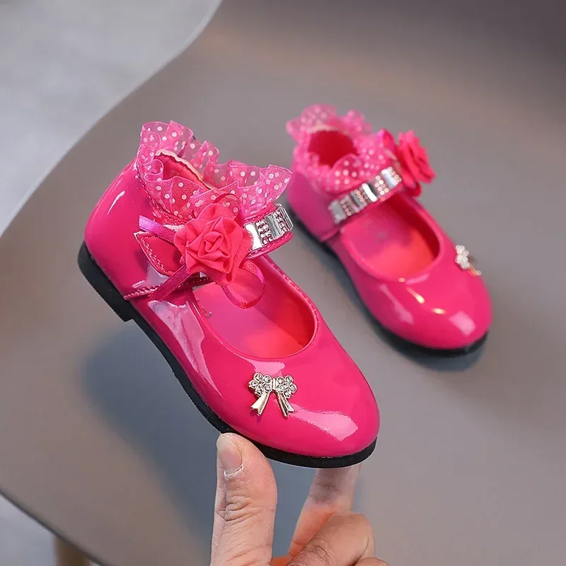 Baby Leather Princess Shoes, Soft Soled, Crianças, Crianças, Meninas, Estudantes, Primavera, Outono