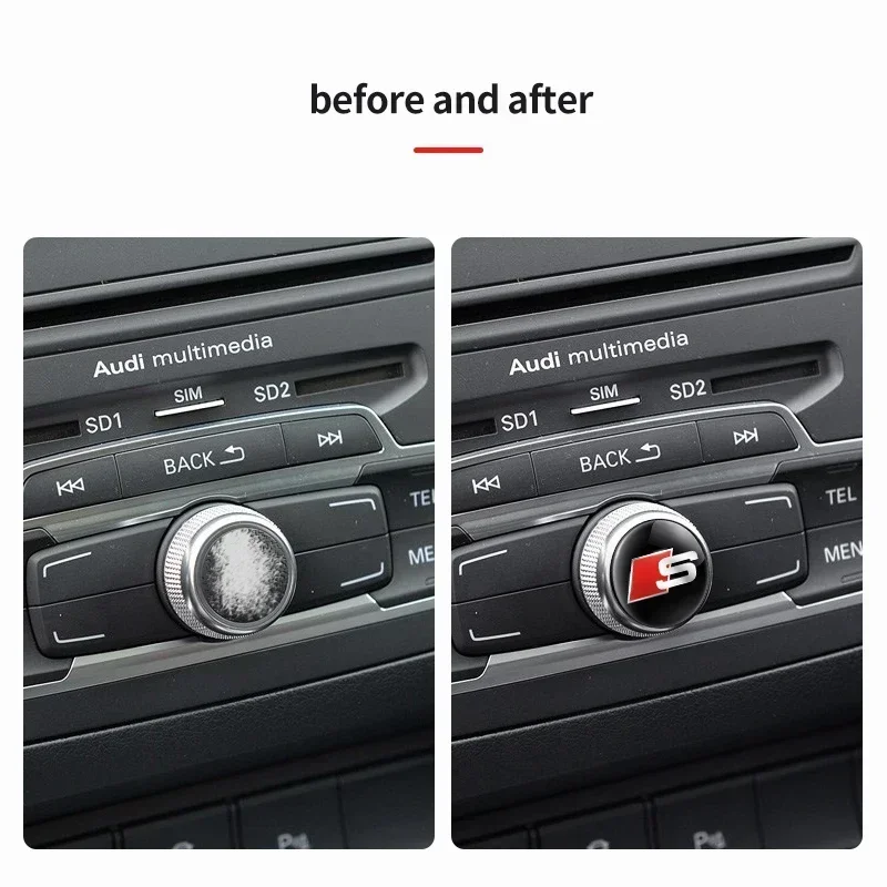 4Pcs Multimedia Center Console Knob Button Panel Cover Sticker For Audi S Logo Audi A3 A4 B5 B6 A3 8P 8V 8L A5 A6 C6 C5 A1 A7 A8 view 4