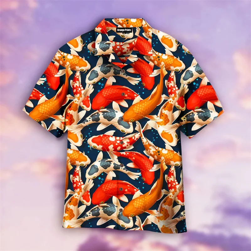 

Lucky Koi Print Shirts Men Women Street Harajuku Casual Quickly Dry Short Sleeve Shirts 2025 Summer New 3D Print Fish Blouse