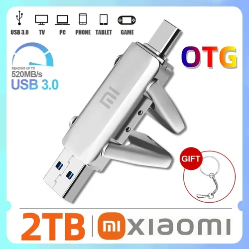 샤오미 USB 3.0 플래시 드라이브, 고속 전송 금속 SSD, 휴대용 U 디스크, 펜 드라이브, 메모리 USB 스틱, 2TB, 1TB, 128GB