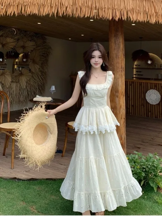 

plus Size Women's Gentle Style Embroidered Top And Skirt Set High Waist Half Body Fly Sleeve Summer Fashion Belly Cover Slimm...