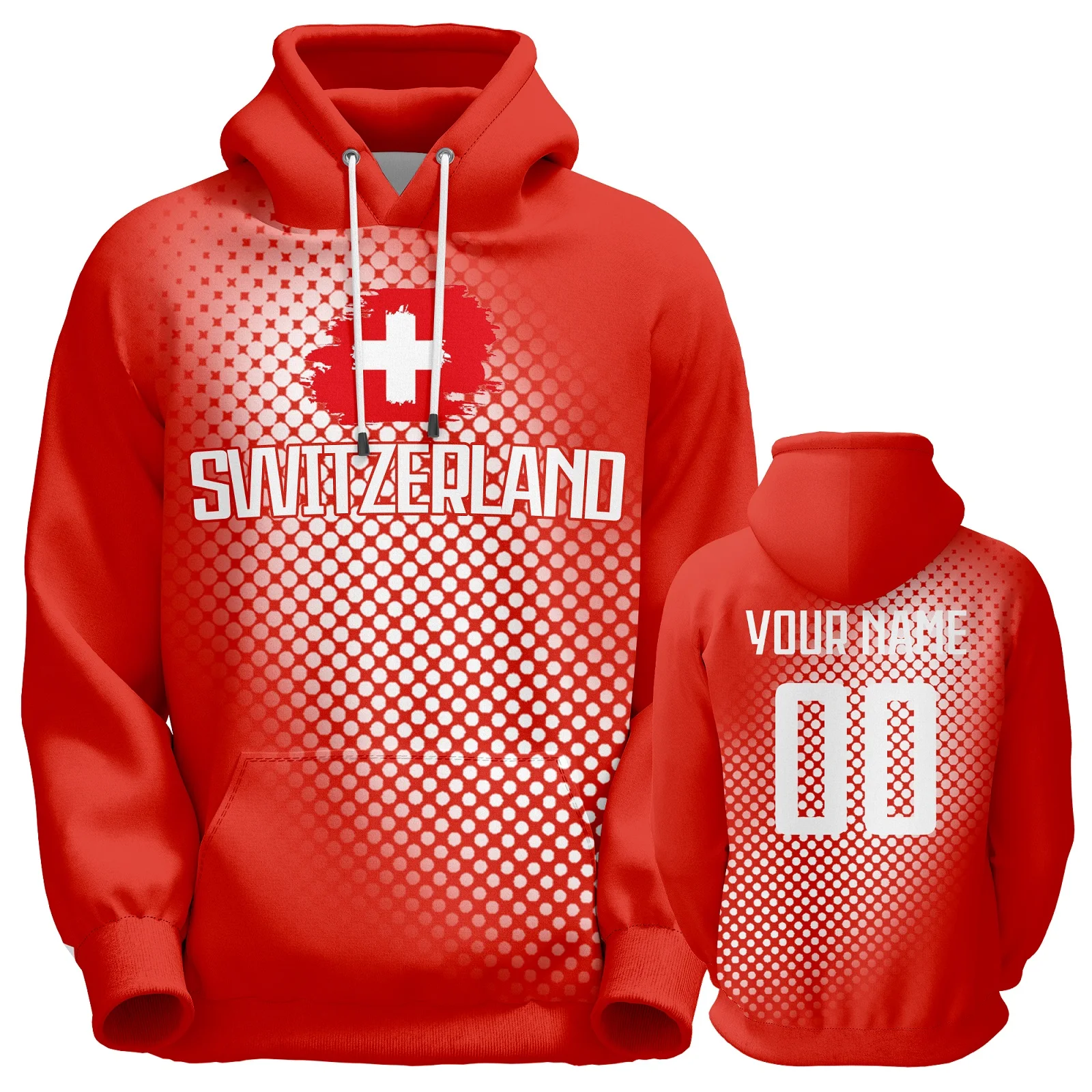 Custom Soccer Hoodies Switzerland Pullover Football Sweatshirt with Personalized Name Number Men Women Youth Fans Gift S-5XL