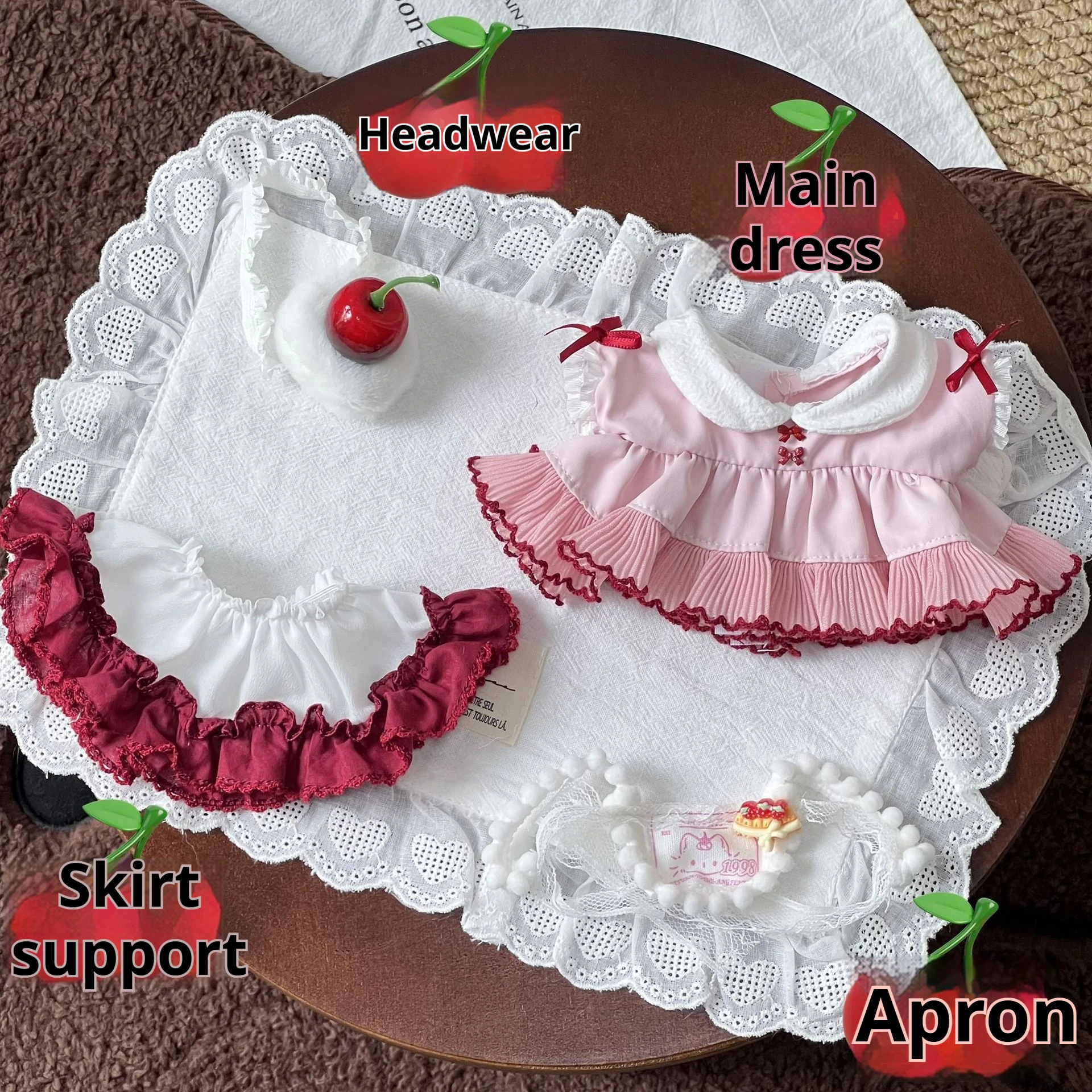 20cm Plush Doll Clothes Cherry Cake Sweet Cute Style Costume For Regular Body Stuffed Toy Dress Up Soft Lovely Outfit Accessory view 6