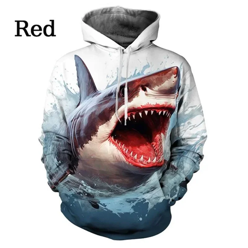 Sweats à capuche à motif de requin pour hommes et femmes, Streetwear à manches longues, Pulls College d'animaux en 3D, Sweat à capuche décontracté Harajuku, Mode de couple