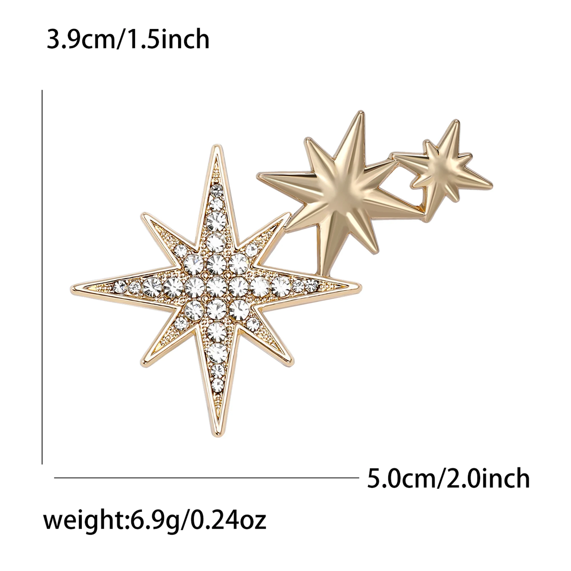Ramadan Rhinestone Star Brooches for Women Unisex Glossy Moon Pins Office Party Friend New Year Gifts Jewelry Accessories