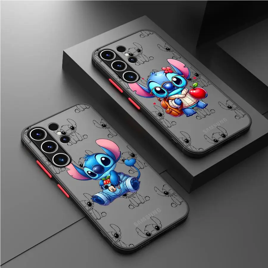 Cartoon Art Stitch Matte Case For Samsung Galaxy S24 S22 S23 S20 S21 FE S10 Plus Note 20 Ultra 10 Lite Phone Fundas