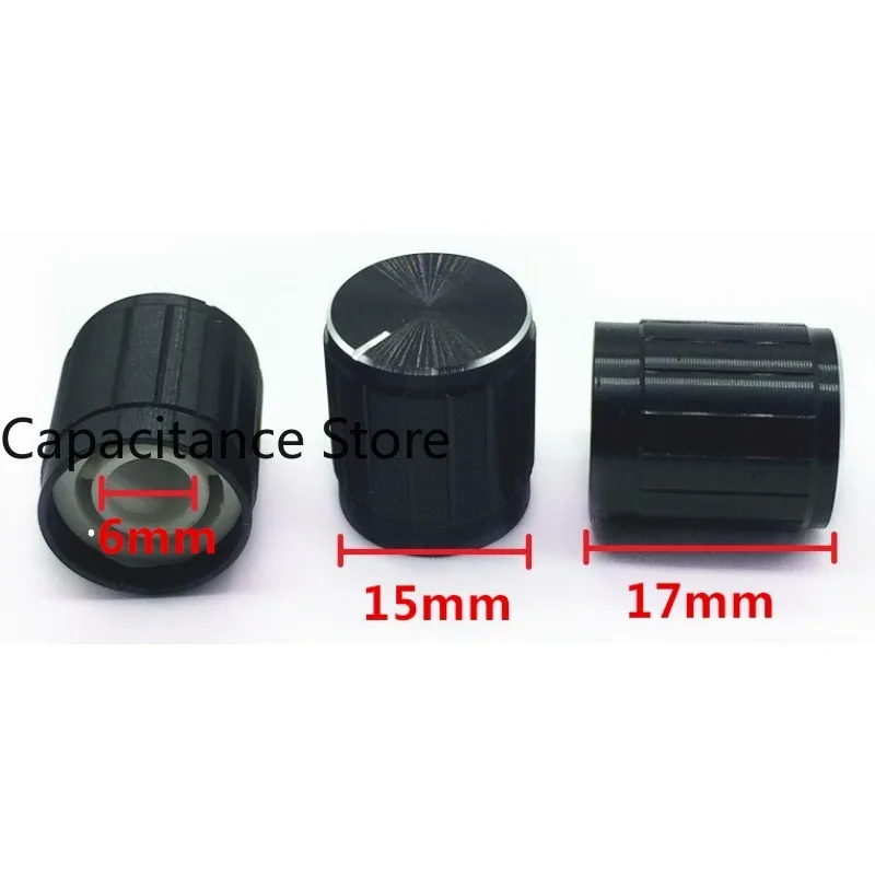 5PCS NEW VOLUME POTENTIOMETER KNOB ALUMINUM ALLOY  15MM*17MM OUTER  INNER RUBBER 