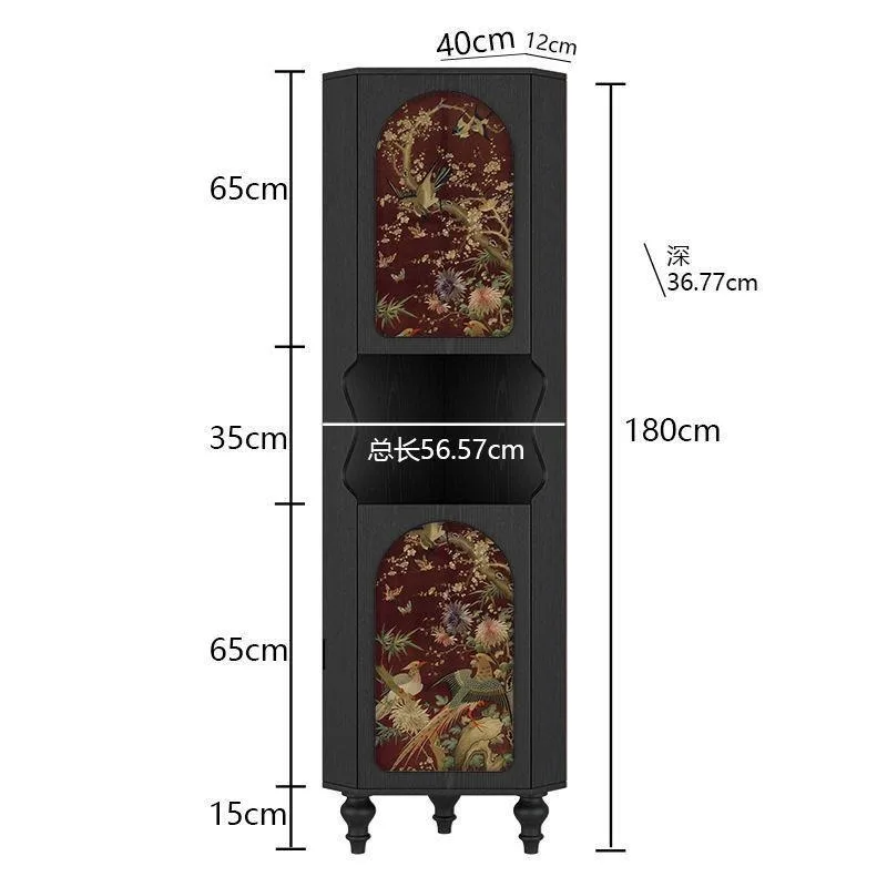 French Chinese style solid wood corner cabinet storage bookshelf living room sofa triangular cabinet