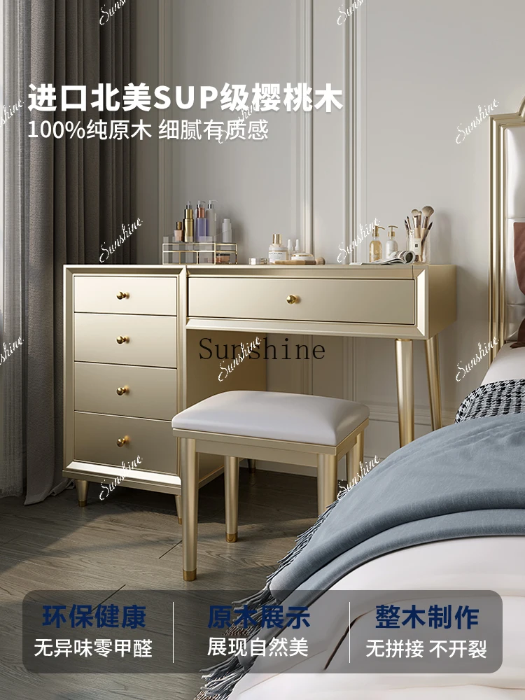 Solid wood cosmetic table, bedroom special integrated bedside cabinet, small apartment, simple and modern  FT