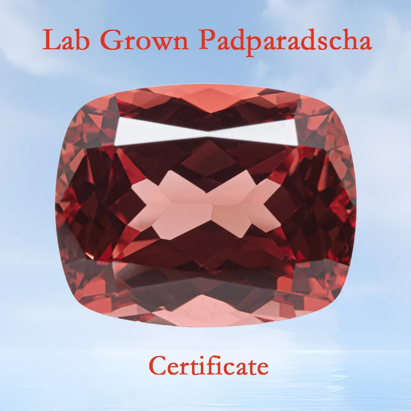 

Lab Grown Padparadscha Cushion Shape Fire Lotus Color VVS1 Charms Beads for Diy Jewelry Making Rings Selectable AGL Certificate