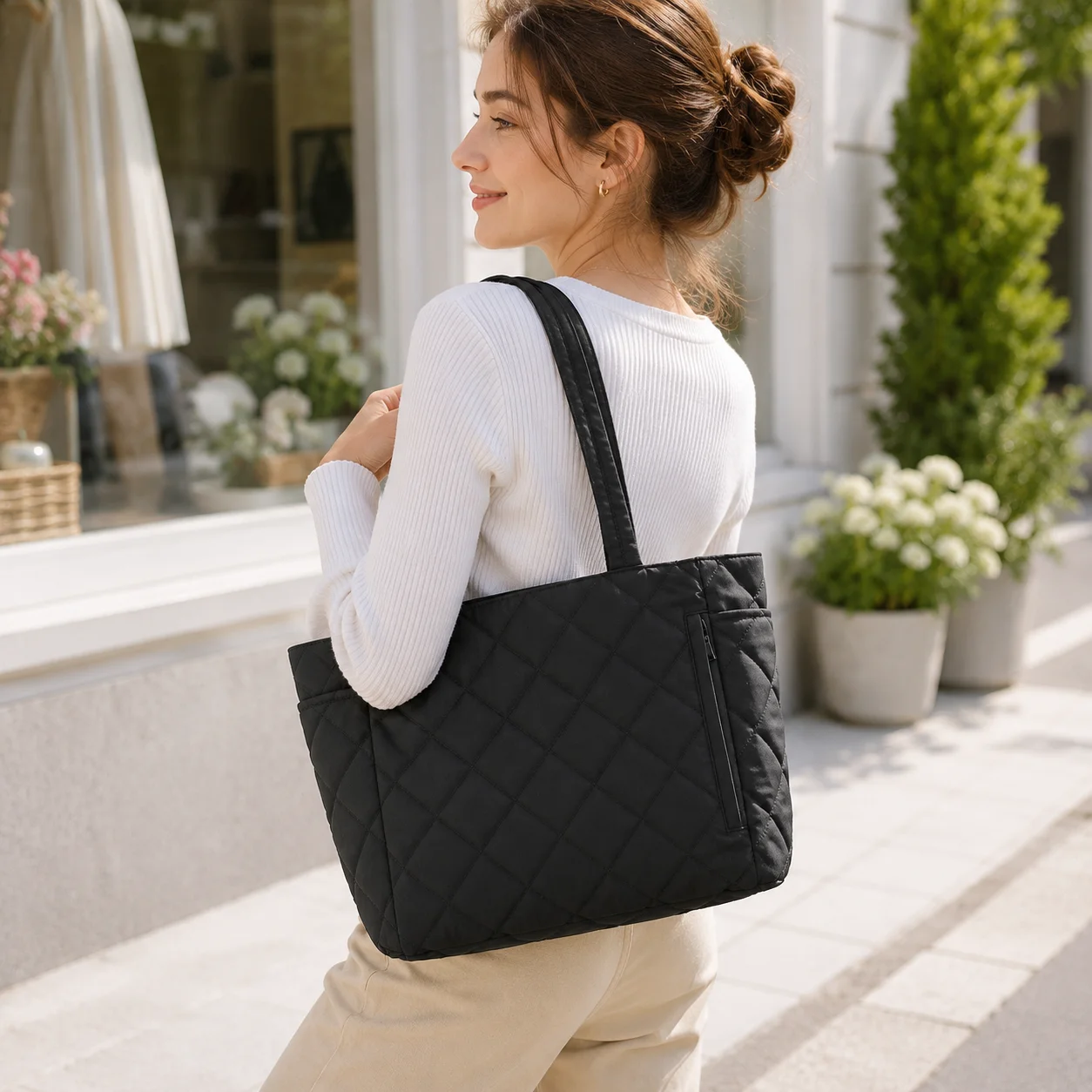 Women Bags Zip - Women Quilted Tote Bag Large Capacity