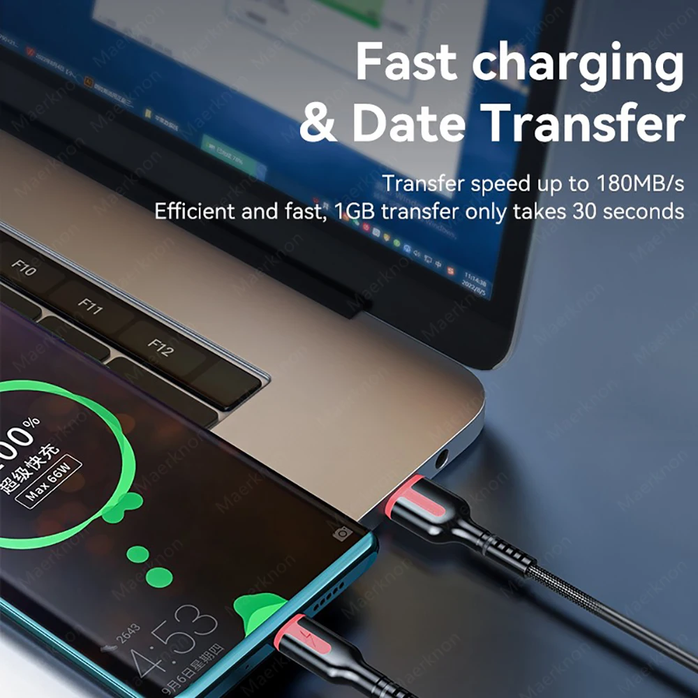 6A 66W USB Type C สาย Super Fast CHARGING Microusb ข้อมูลสายไฟสายชาร์จโทรศัพท์สําหรับ iPhone Samsung Xiaomi Huawei สาย USB C
