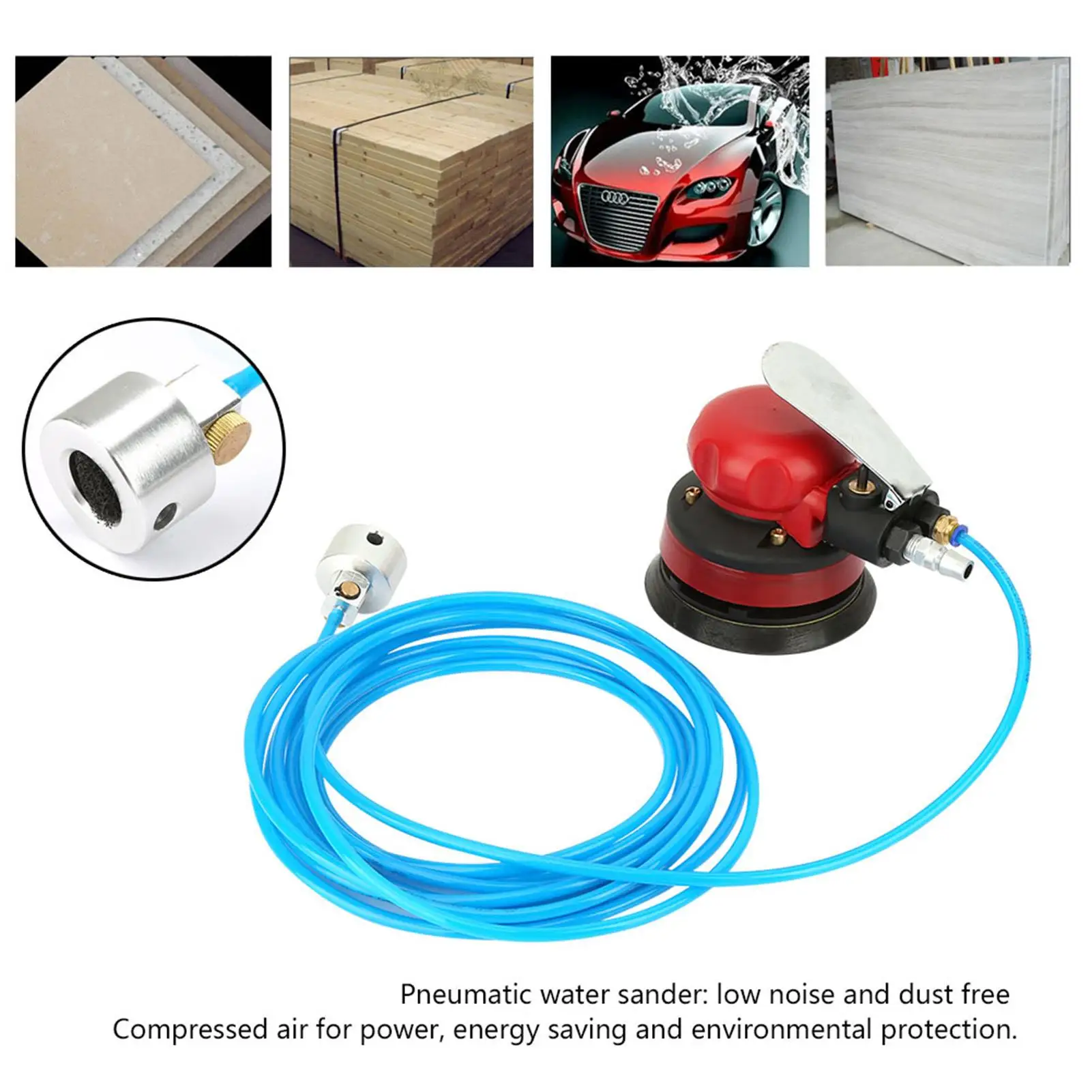 5-Inch Pneumatic Air Sander Polisher Kit - 1/4 Inch Inlet Grinding Tool for car Paint Care & Rust Removal