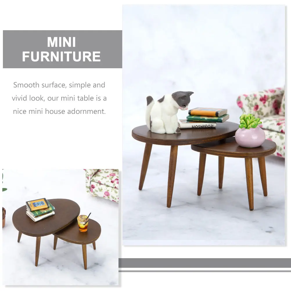 2Pcs Mini House Small Table Compact Lightweight Multi Functional Miniature Table Decor for Dollhouse Photo Prop Mini House