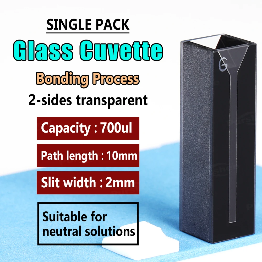 Glas-Schlitz-Mikroküvette 1/2/3/4/5mm Schlitzbreite Beidseitige Lichtdurchlässigkeit Schattierter/Nicht-schattierter Typ Labor-Probenküvette – Detail 5