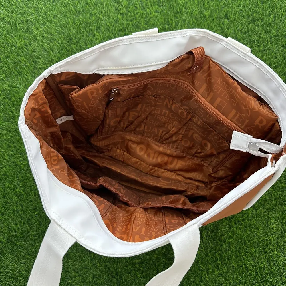 Wilson 2024 Roland Garros Tote Tennis Racquet Bag Match Team Light Sports Tennis Bag for Racket With Fleece-Lined Pocket Beige