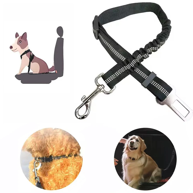 Scalable and Adjustable Pet Seat Belt Elastic Nylon Car Mount Rope Durable Traction for Small Dogs Wagon Safety Rope