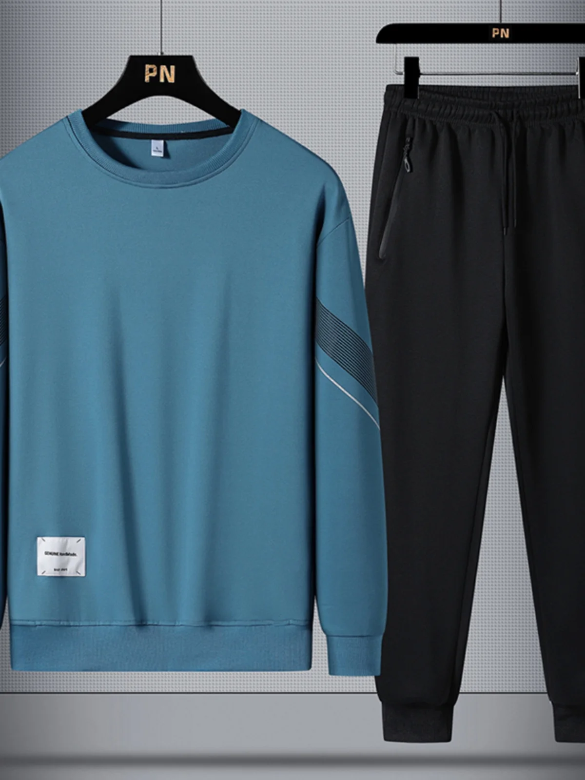 Lente Herfst Casual Lange Sve ronde Ne Sweatshirt En Broek Set Lichtgewicht Hardloopsportkleding voor Heren Jeugd Polyes...