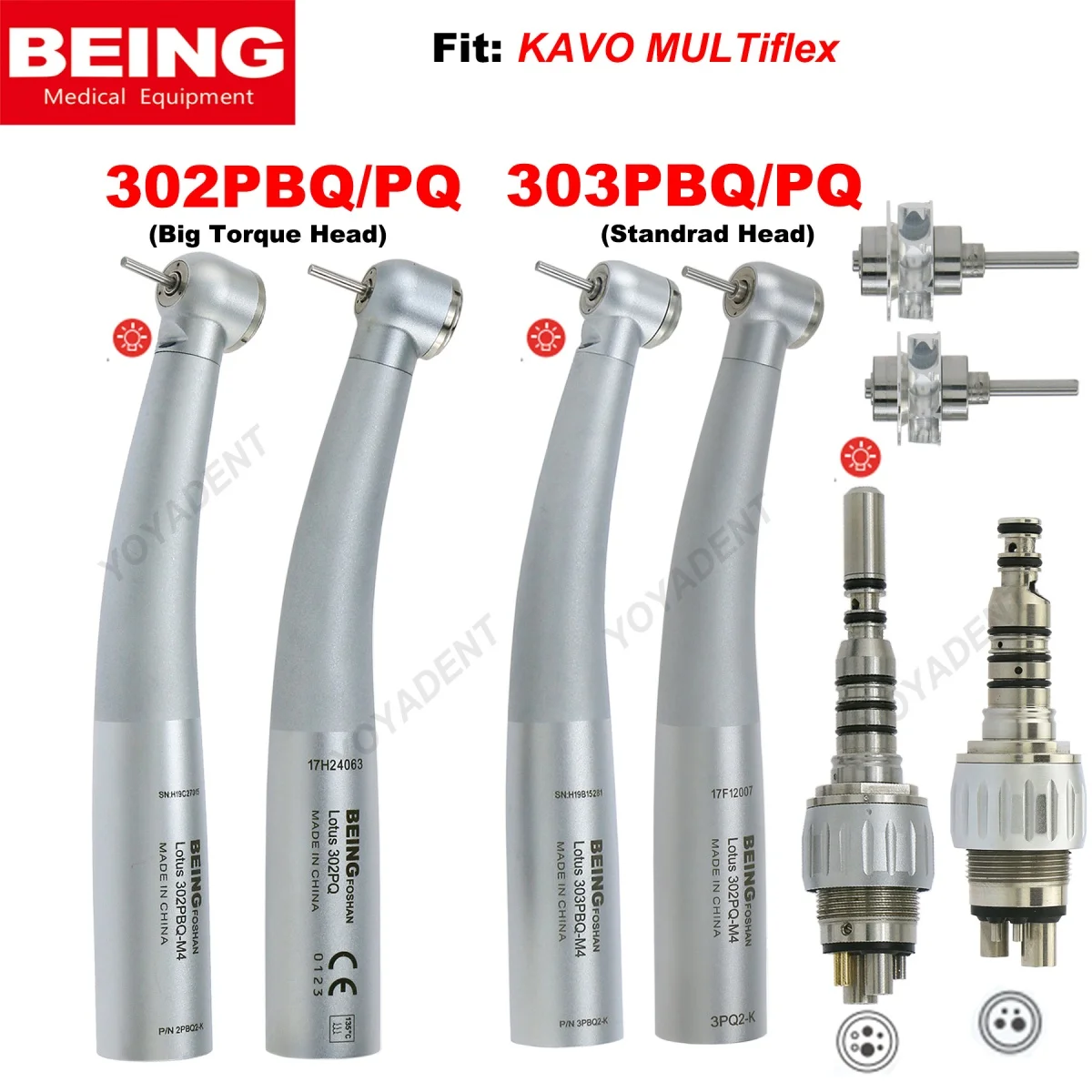 

Being Dental Handpiece Fiber Optic High Speed Handpiece Torque/Standrad Head Handpiece Fit KAVO MULTIflex 4/6 Pin Coupler