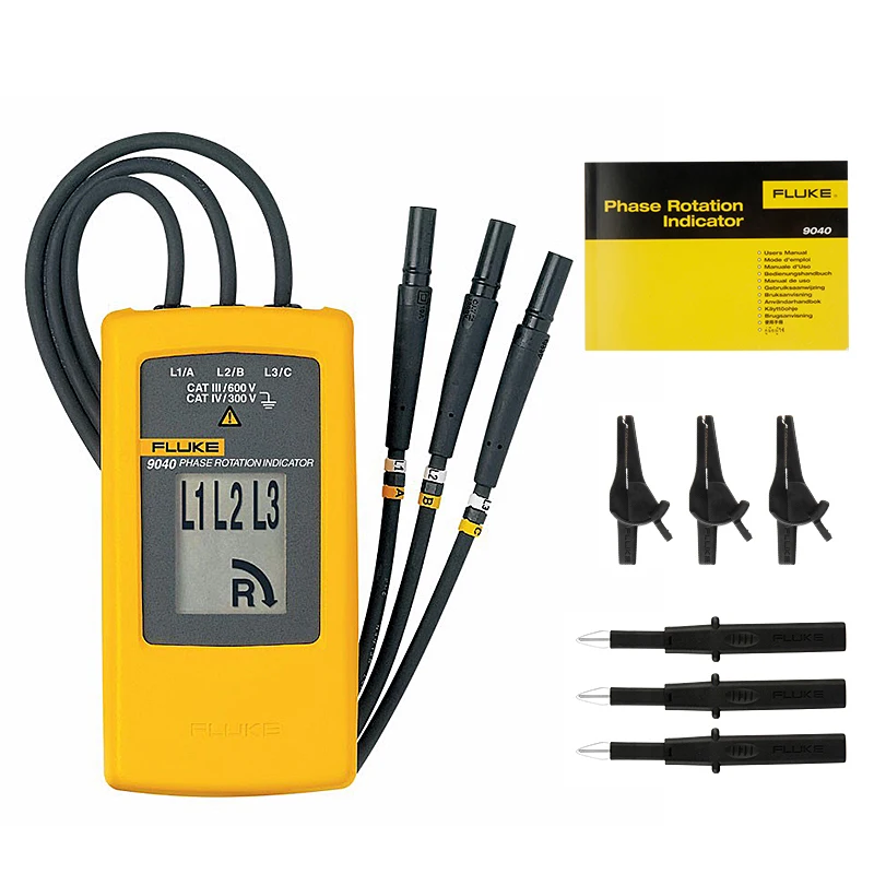 FLUKE 9040 Phase Sequence Tester 3 Phase Rotation Indicator 40-700V AC with Clear LCD Display for Industrial Applications Displa