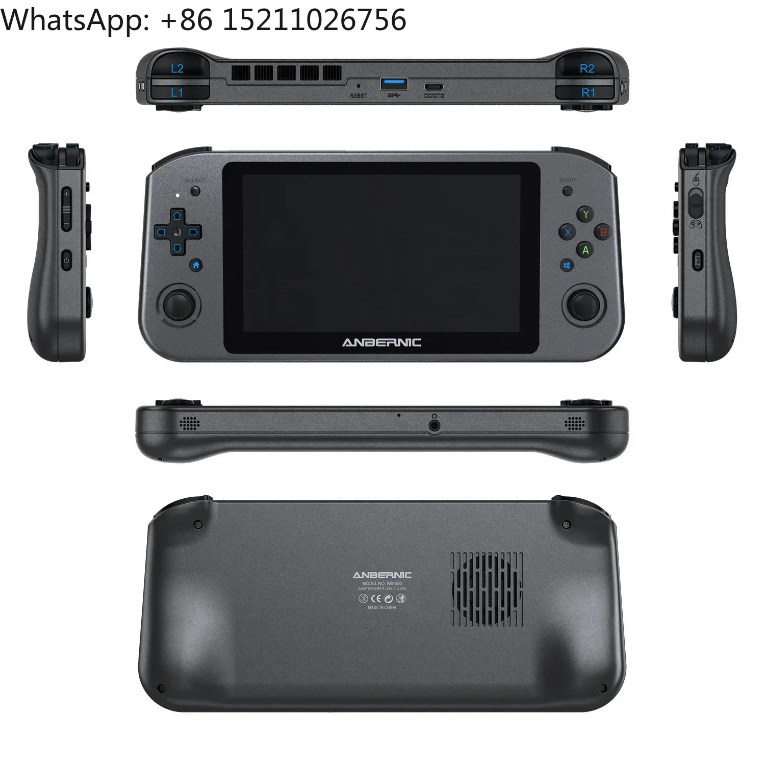 Новейший портативный игровой плеер Anbernic Win600 WIFI BT, игровая консоль в стиле ретро, 5,94 дюйма, OCA IPS-экран, 9000 мАч, черный геймпад