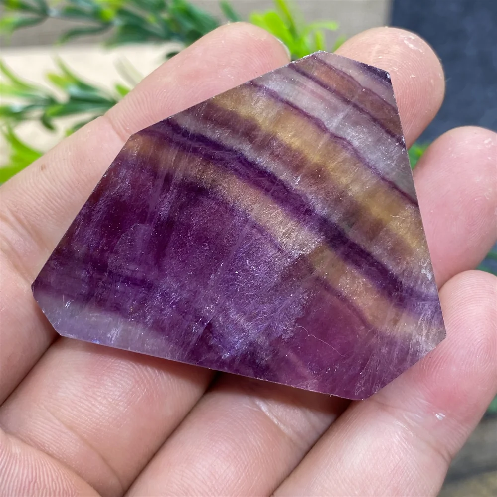 Natural Stone Green Polychrome  Fluorite Quartz Purple Crystal Point Polyhedral Mineral Energy Healing Feng Shui Home Decor Palm