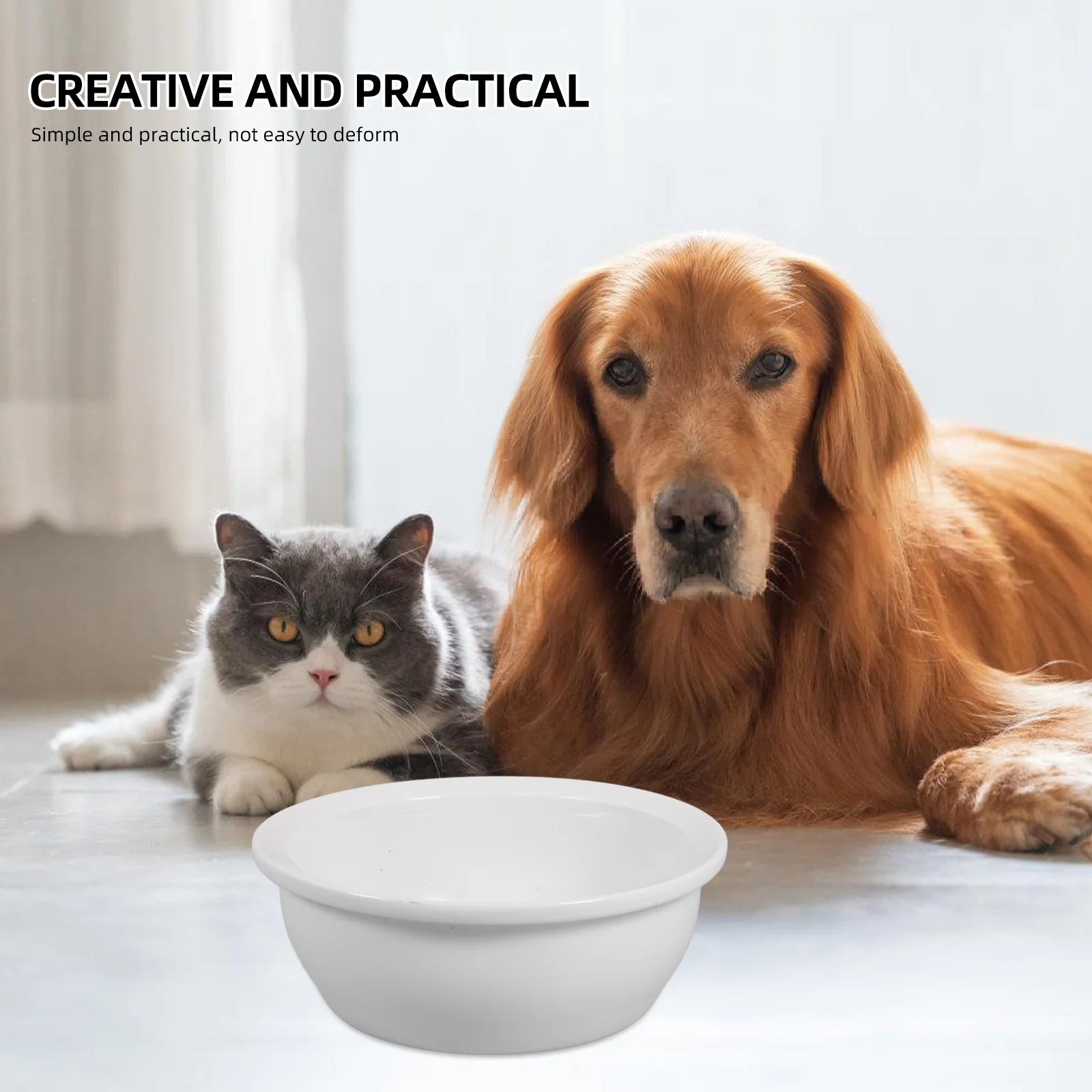 

Ceramic Pet Bowl for Cats and Dogs Plain Design Anti-Slip Base Feeding Bowl for Kitten Puppy Indoor Use Pet Food Container