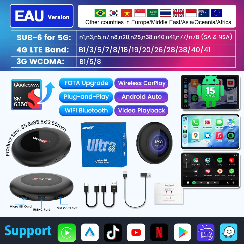 Carlinkit Ultra3 Android 15 Car AI Box 5G LTE