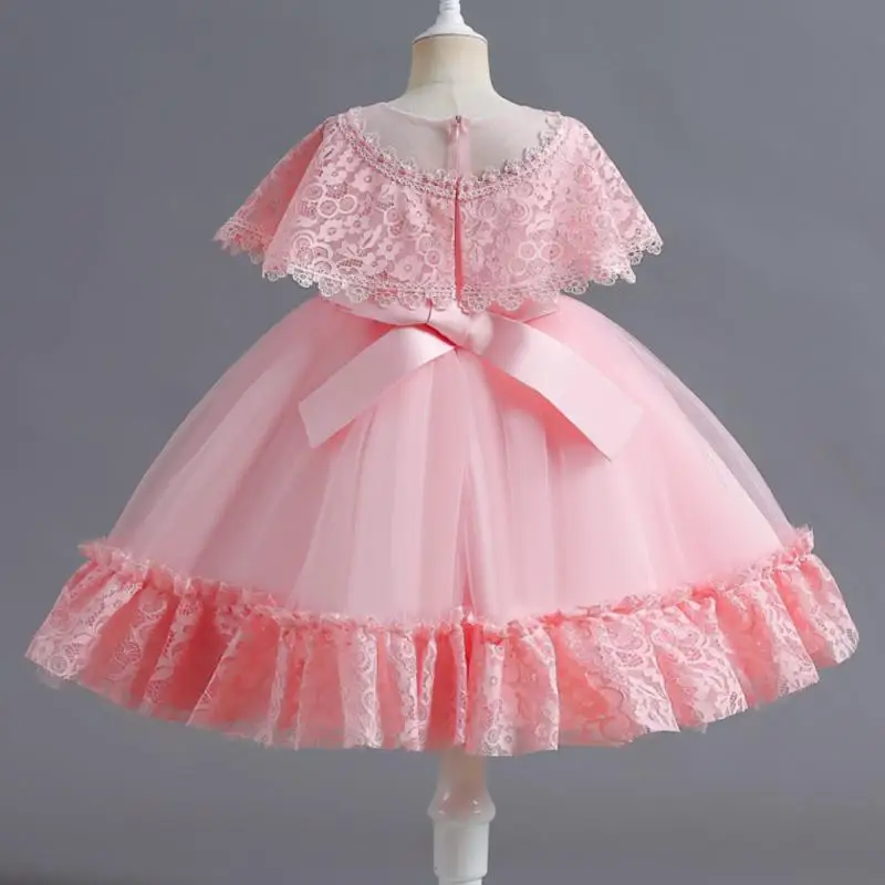 Summer New Children\'s Dress Mesh Lace Princess Dress Wedding Flower Children Piano Competition Performance Dress