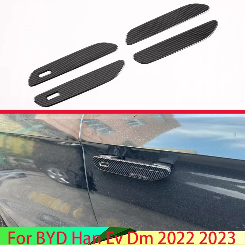 

For BYD Han Ev Dm 2022 2023 Car Accessories Door Handle Cover With Smart Key Hole Catch Cap Trim Molding