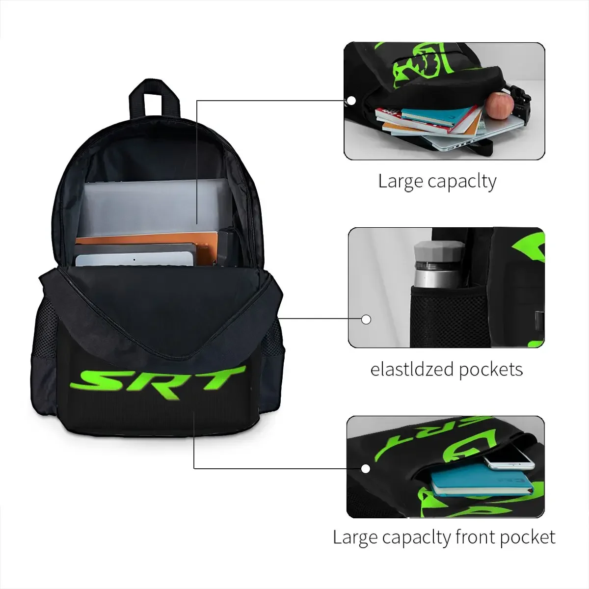 Dodge Hellcat Srt ransel Logo tas buku anak laki-laki perempuan tas sekolah siswa ransel Laptop anak kartun tas bahu