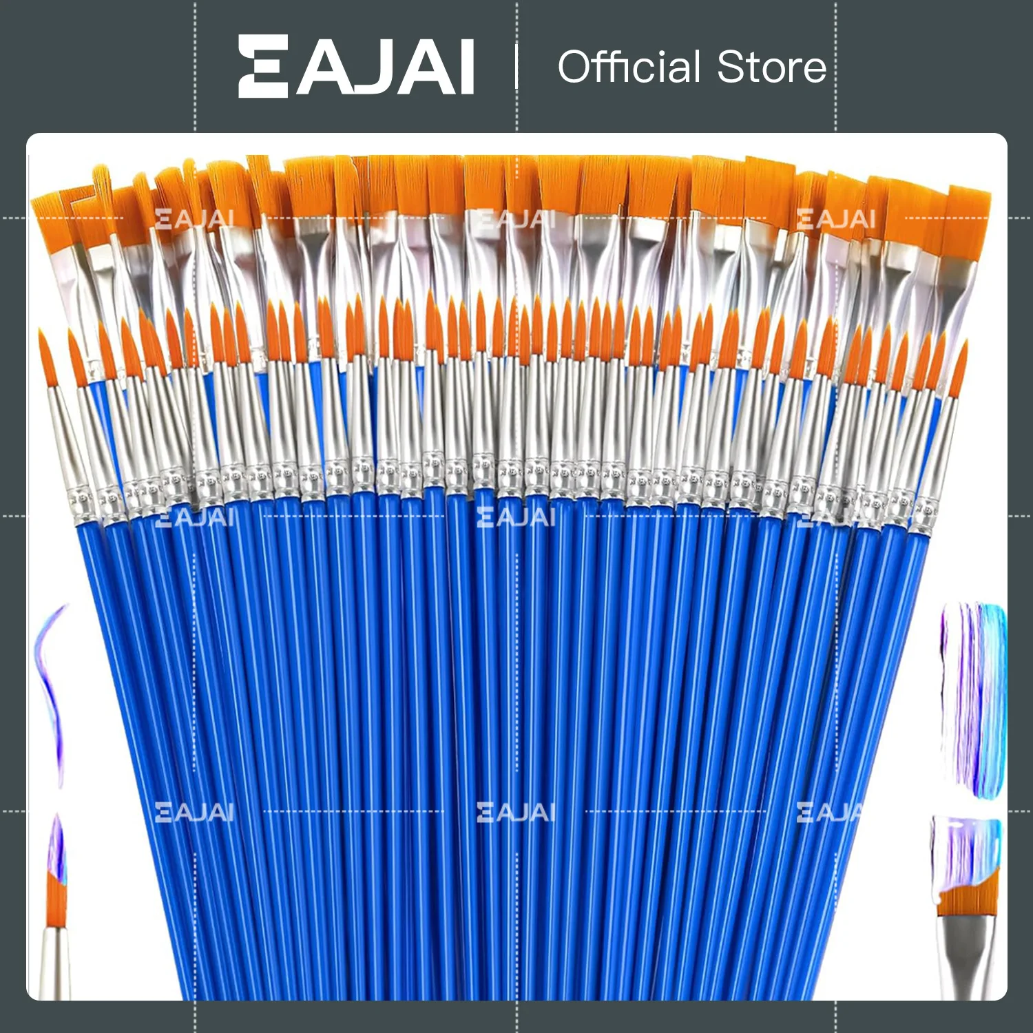 

100Pcs Art Paint Brushes Set Nylon Hair For Oil Acrylic Watercolor Craft Painting Ideal For Kids Beginners And Artists